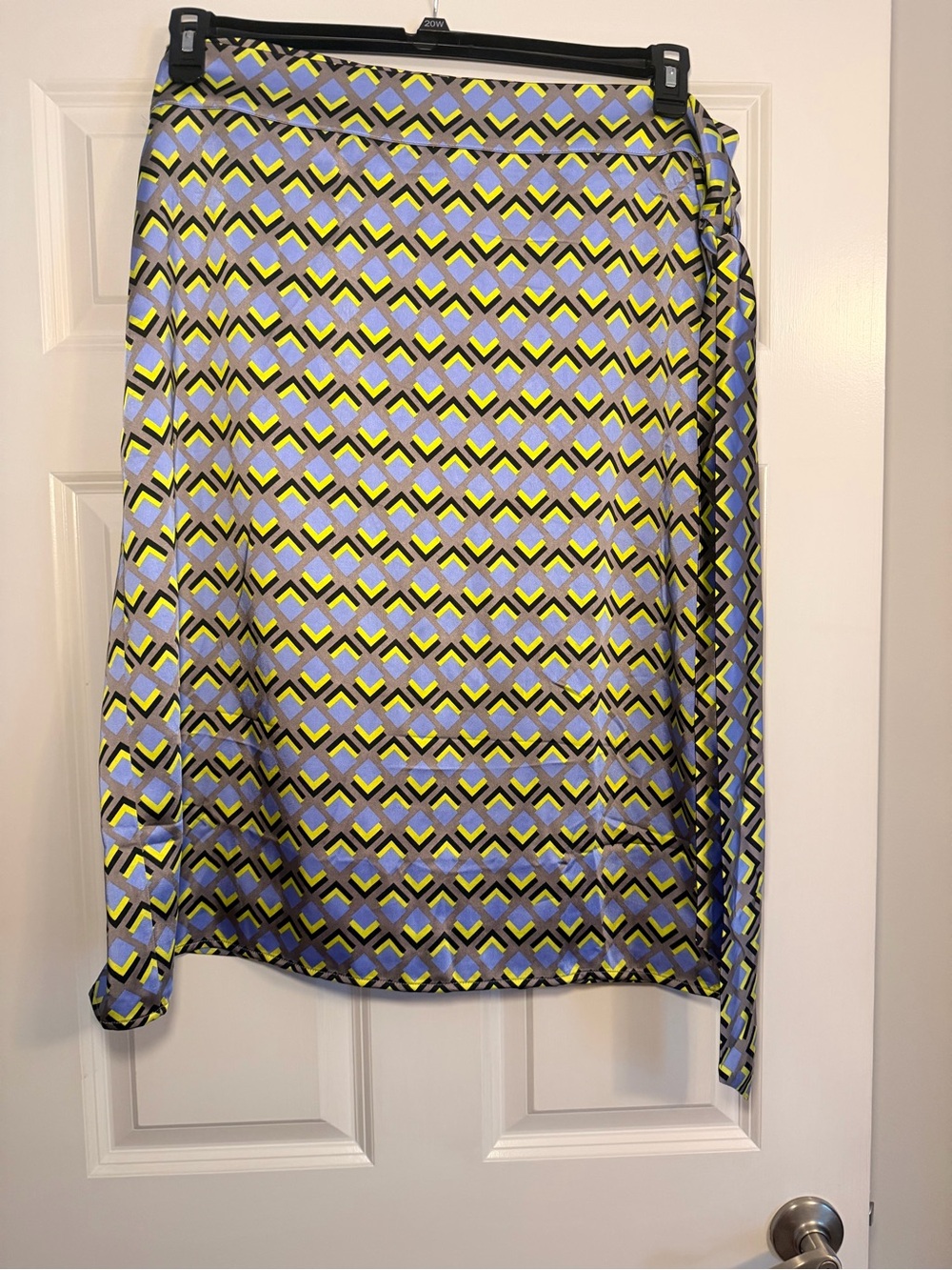 Wildfang Geo-Print Midi Wrap Skirt in Lavender and Yellow